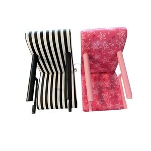 2 American Girl Bistro Cafe Treat Seat Slip On Doll Booster Chair Pink Striped